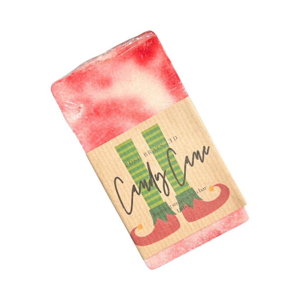 Christmas Candy Cane Foaming Scrub Soap Bar 100g - The Rosy Robin Company
