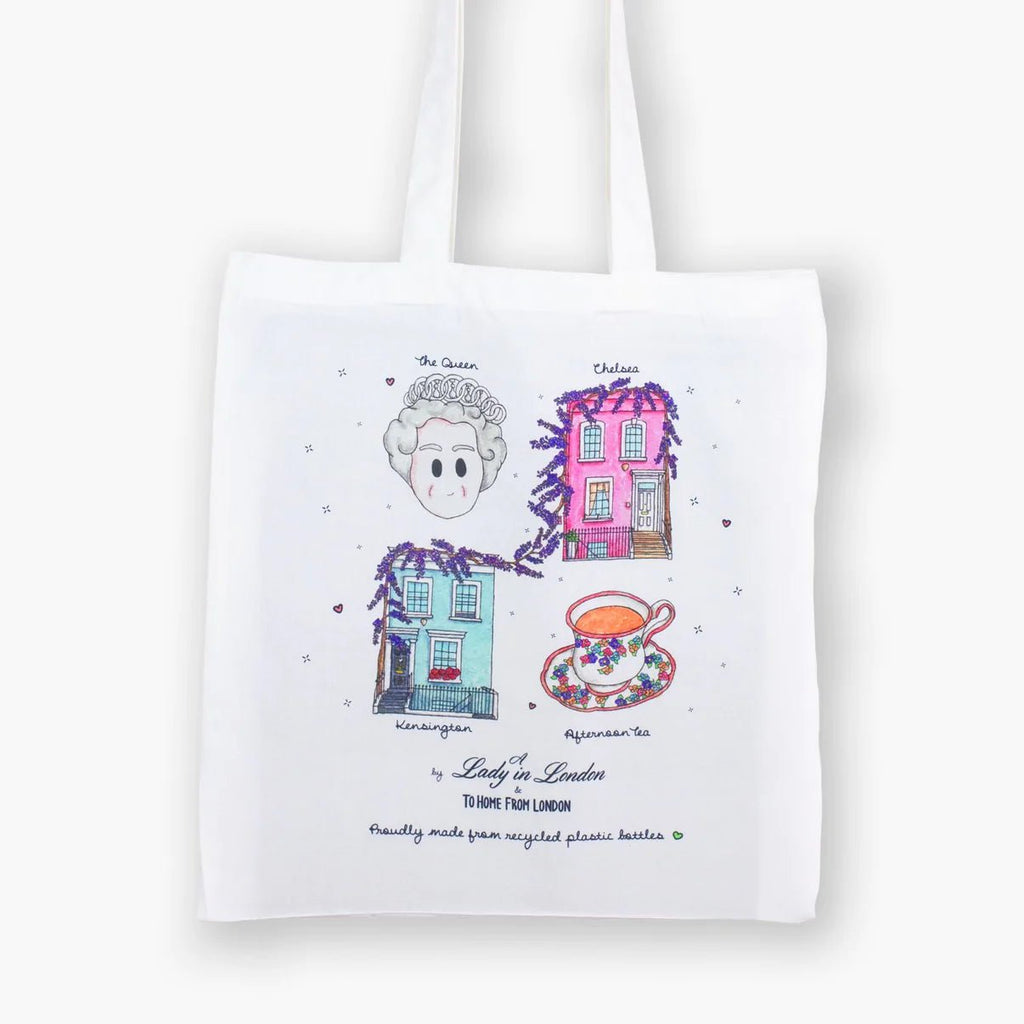 Recycled Eco Tote Bag - Lady in London - The Rosy Robin Company