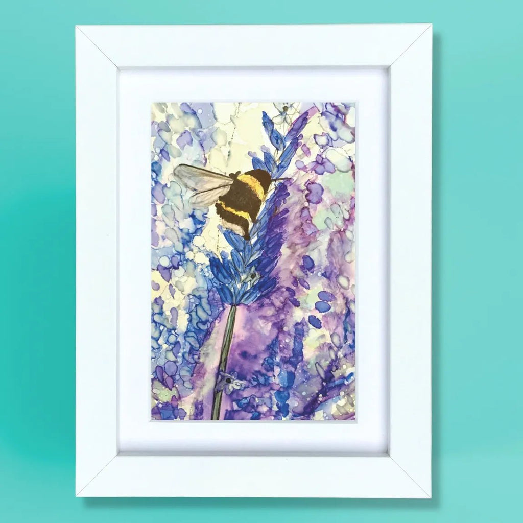 Small Framed Print - Bee on Lavender - The Rosy Robin Company