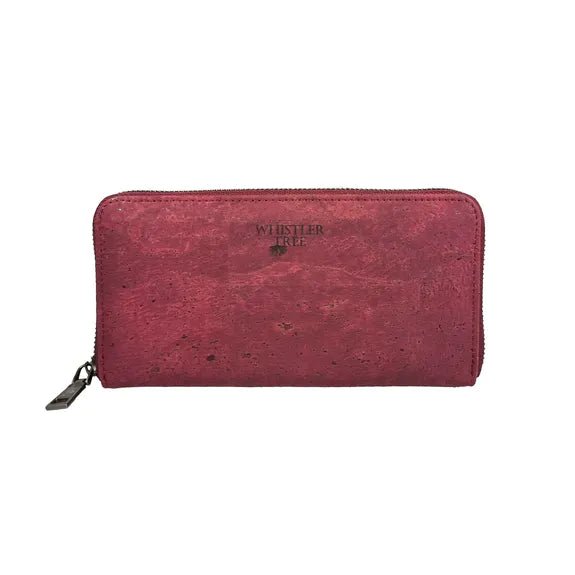Vegan Large Purse - Albufeira Cork Leather Raspberry - The Rosy Robin Company