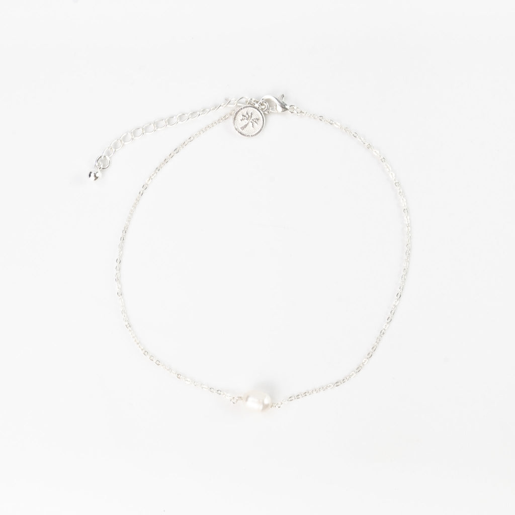 Anklet - Ana Freshwater Pearl (Silver) - The Rosy Robin Company