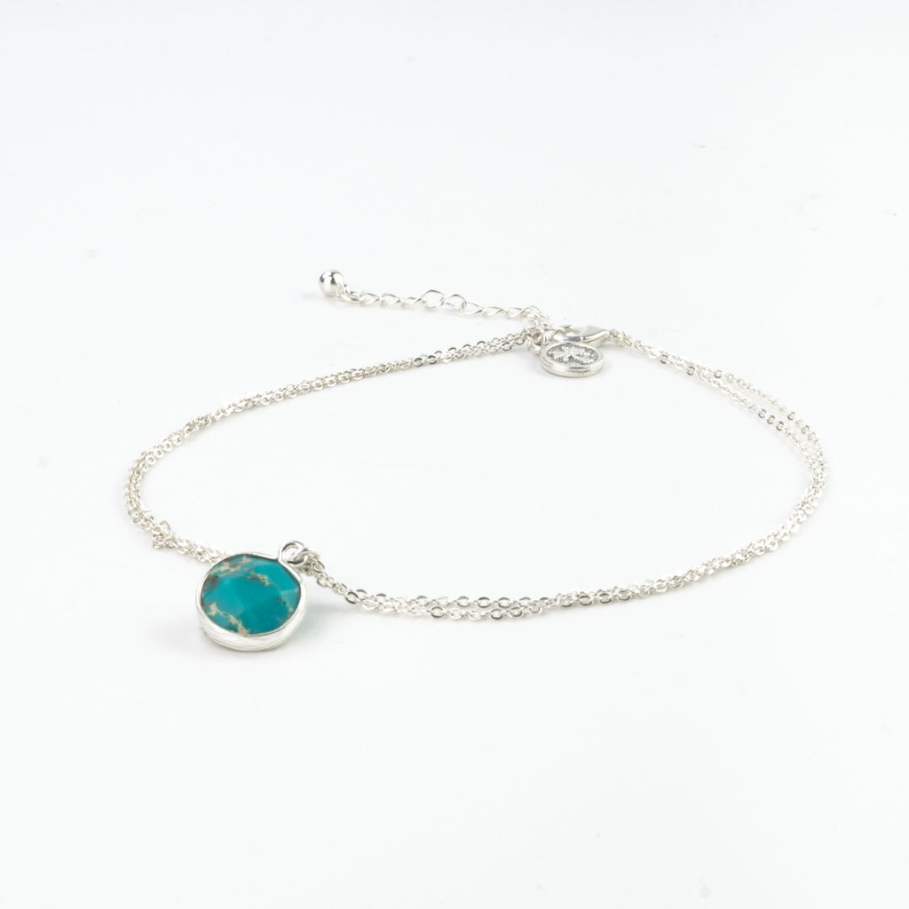 Anklet - Asri Dual Turquoise Stone (Silver) - The Rosy Robin Company