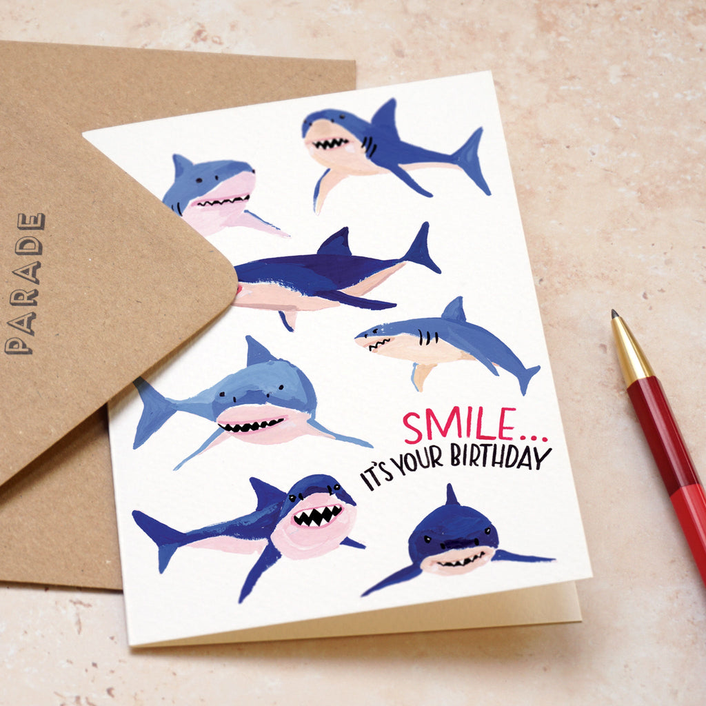 Birthday Card - Sharks - The Rosy Robin Company