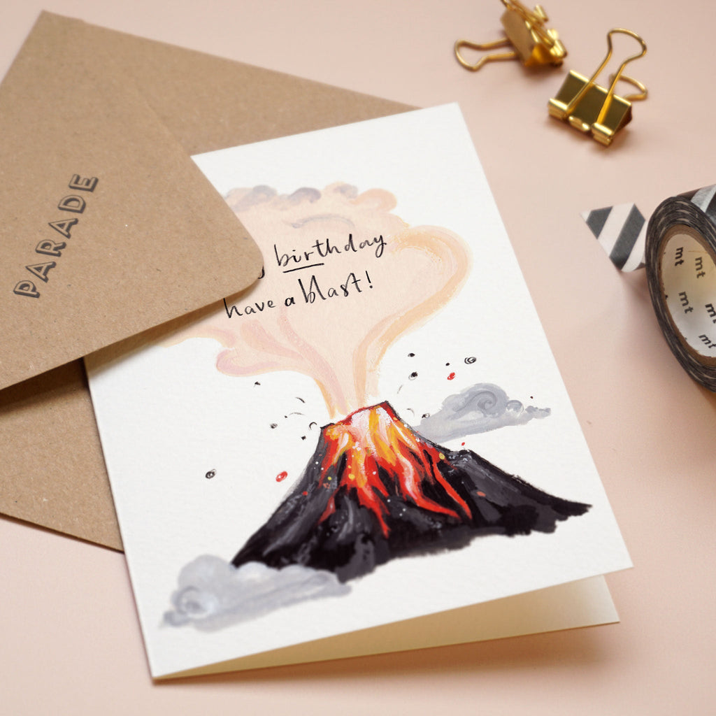 Birthday Card - Volcano - The Rosy Robin Company