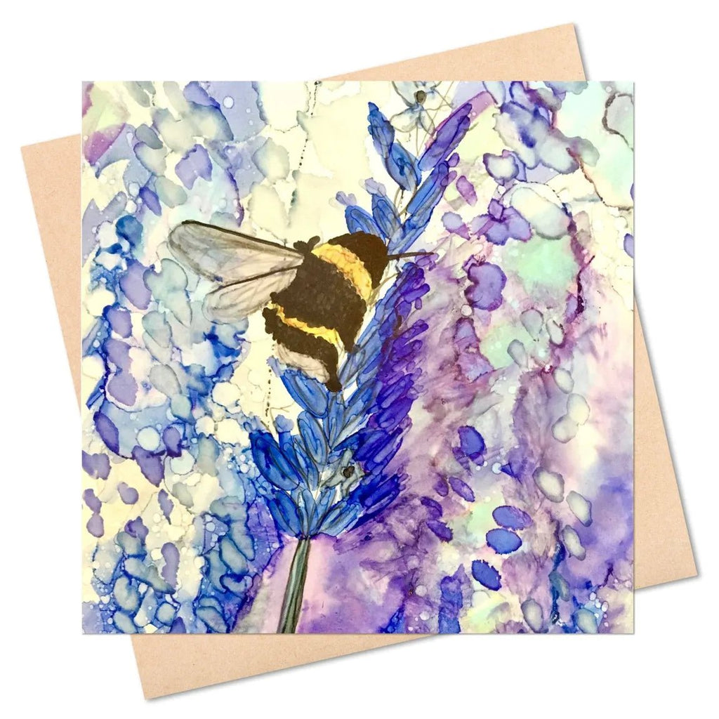 Blank Greetings Card - Bee on Lavender - The Rosy Robin Company