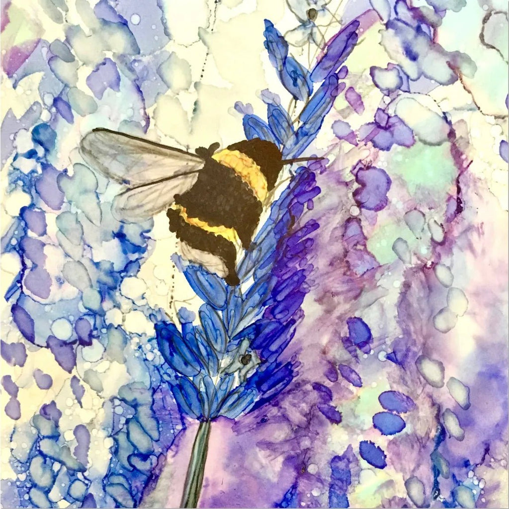 Blank Greetings Card - Bee on Lavender - The Rosy Robin Company