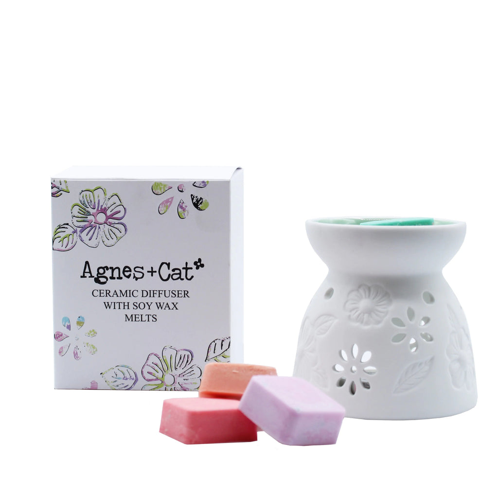 Ceramic Wax Melt Burner with Four Soy Wax Melts - The Rosy Robin Company