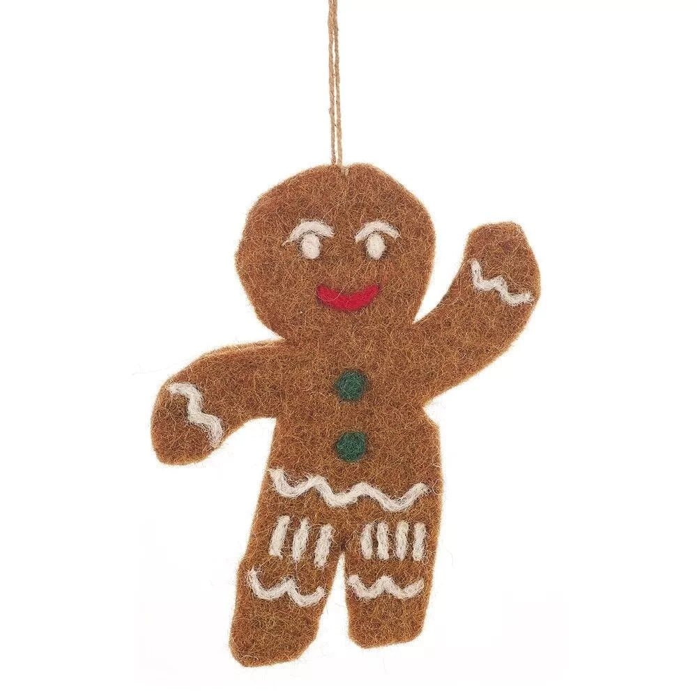 Gingerbread Man Felt Christmas Decoration - The Rosy Robin Company