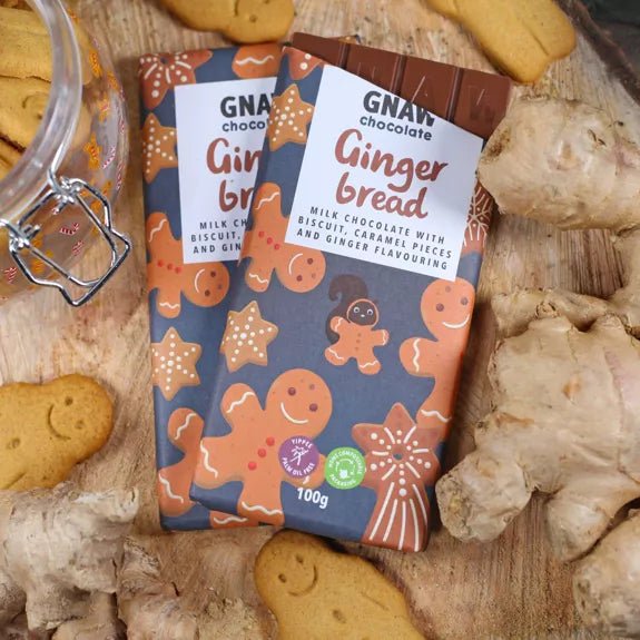 Gingerbread Milk Chocolate Bar 100g - The Rosy Robin Company