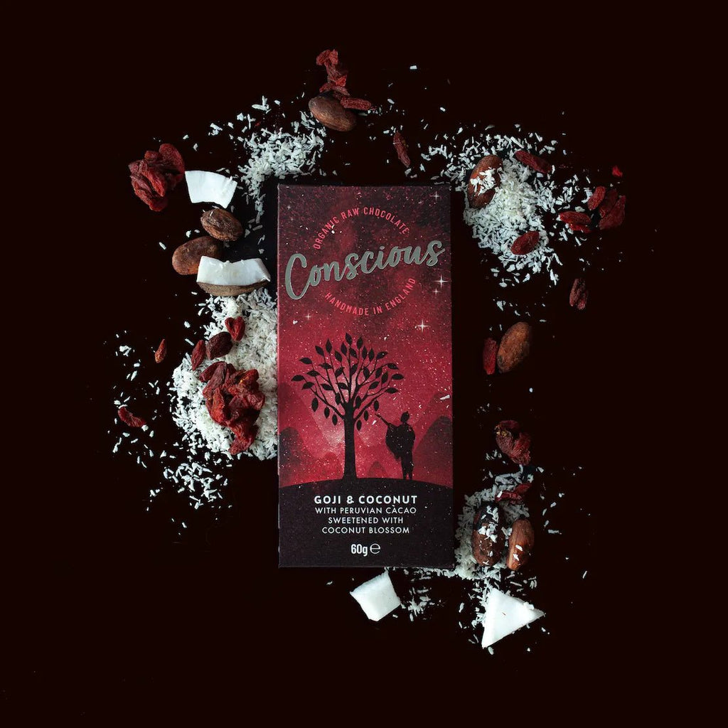 Goji and Coconut Chocolate Bar - Vegan 60g - The Rosy Robin Company