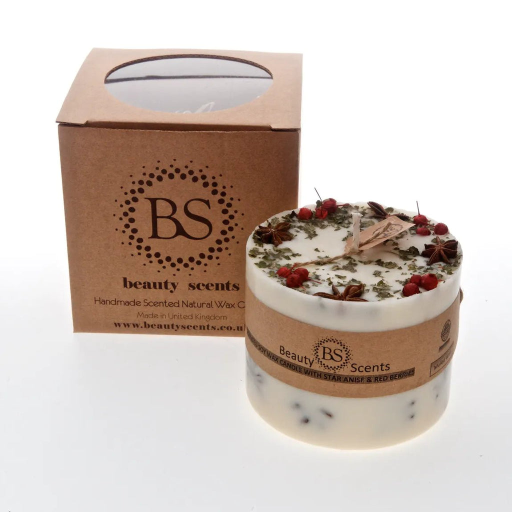 Large Scented Soy Candle - Sandalwood with Star Anise and Red Berries - The Rosy Robin Company