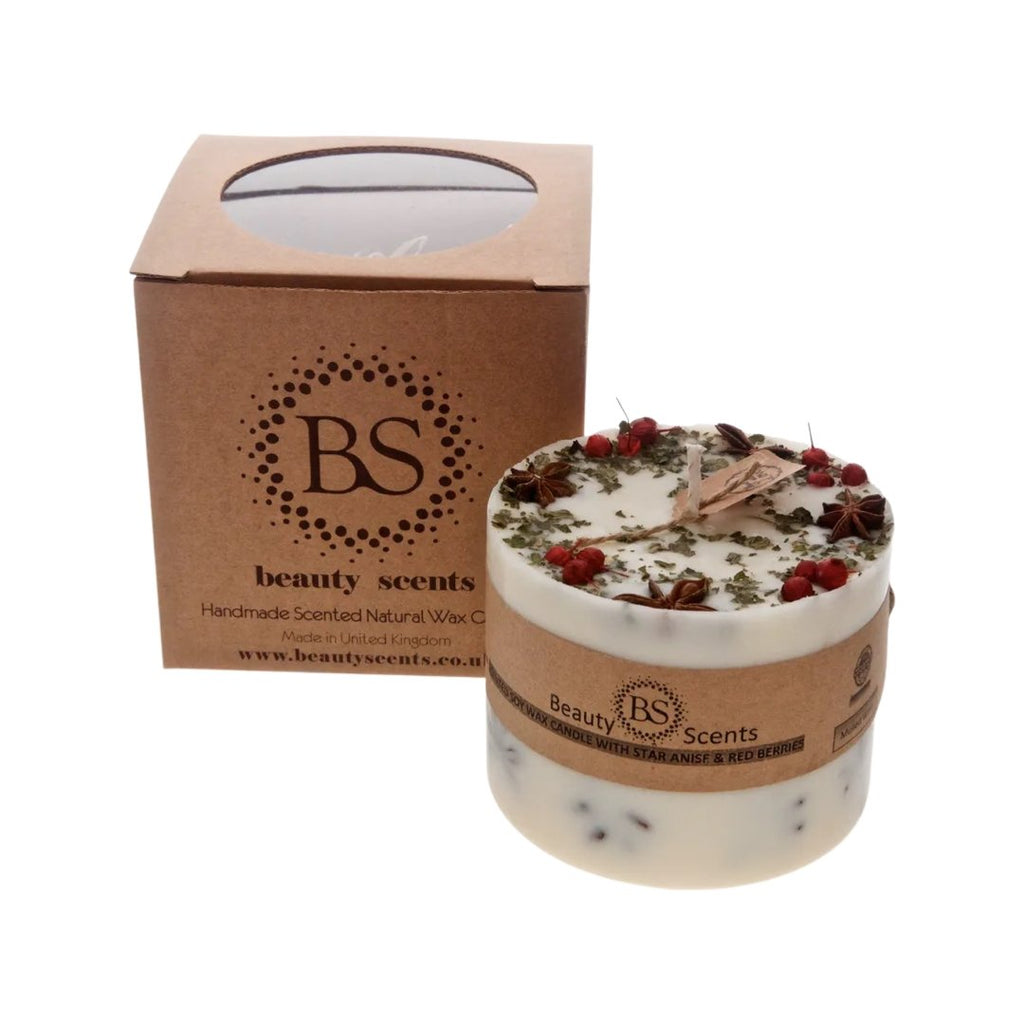 Large Scented Soy Candle - Sandalwood with Star Anise and Red Berries - The Rosy Robin Company