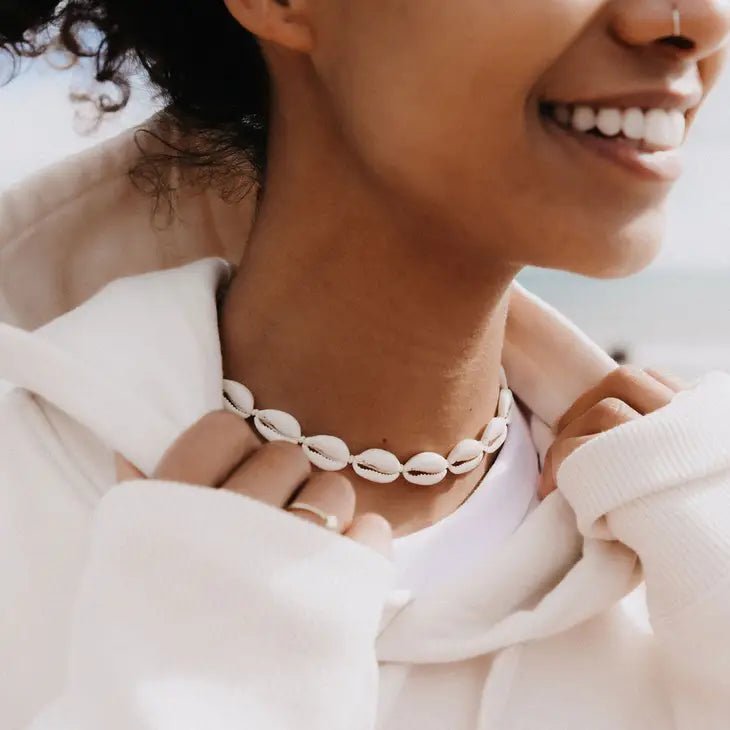 Necklace - Livadi Cowie Shell Choker (Cream) - The Rosy Robin Company