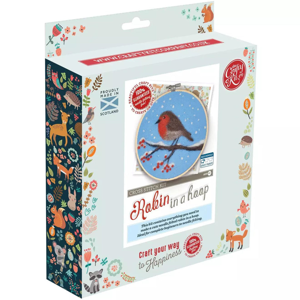 Needle Felting Kit - Robin in a Hoop - The Rosy Robin Company