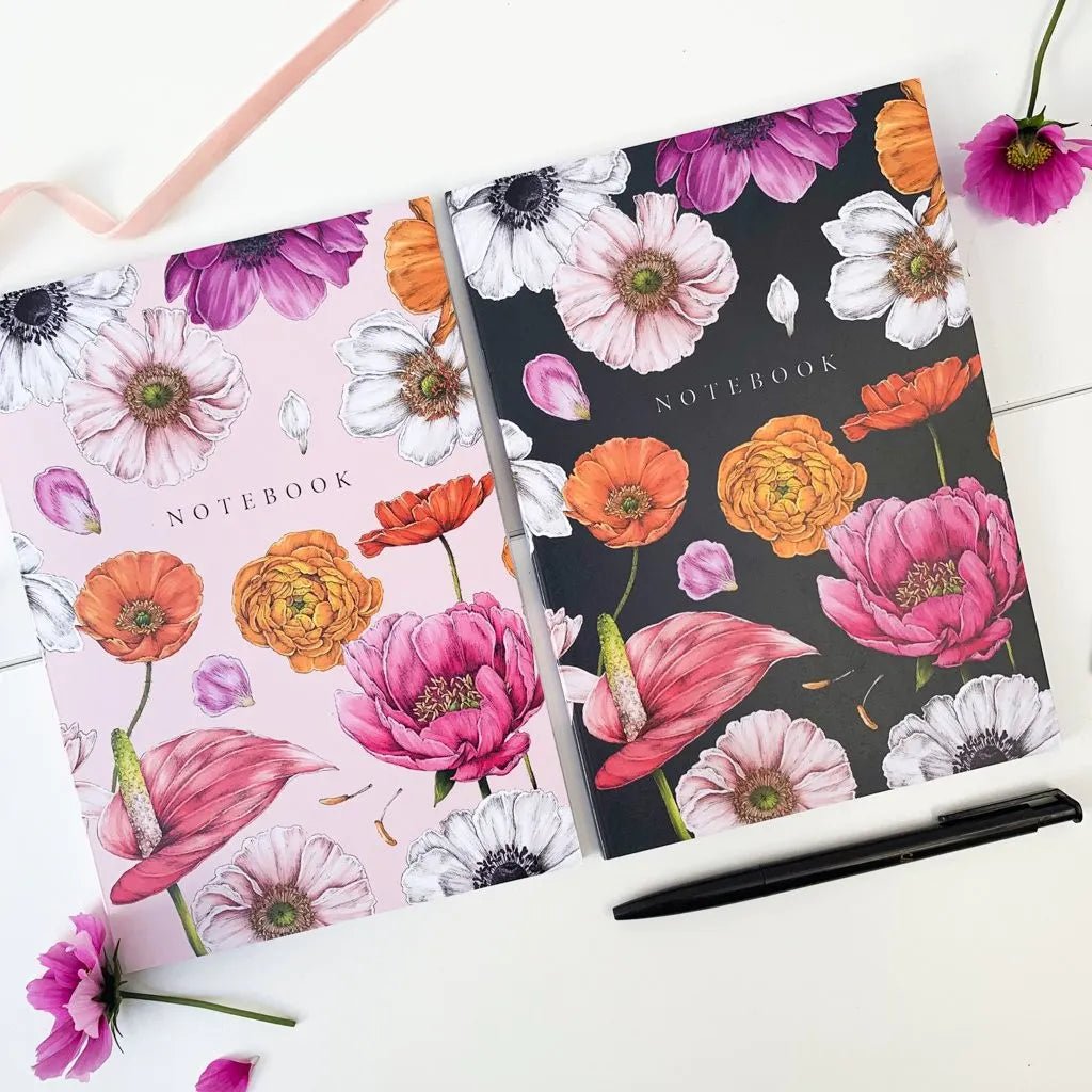 Notebooks A5 Set of 2 - Floral Brights Collection - The Rosy Robin Company