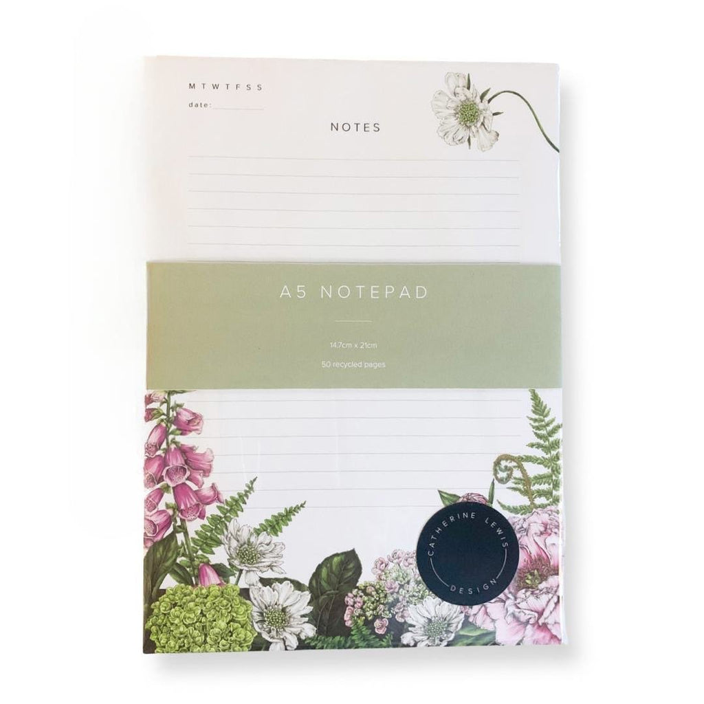 Notepad A5 - Summer Garden Collection - The Rosy Robin Company