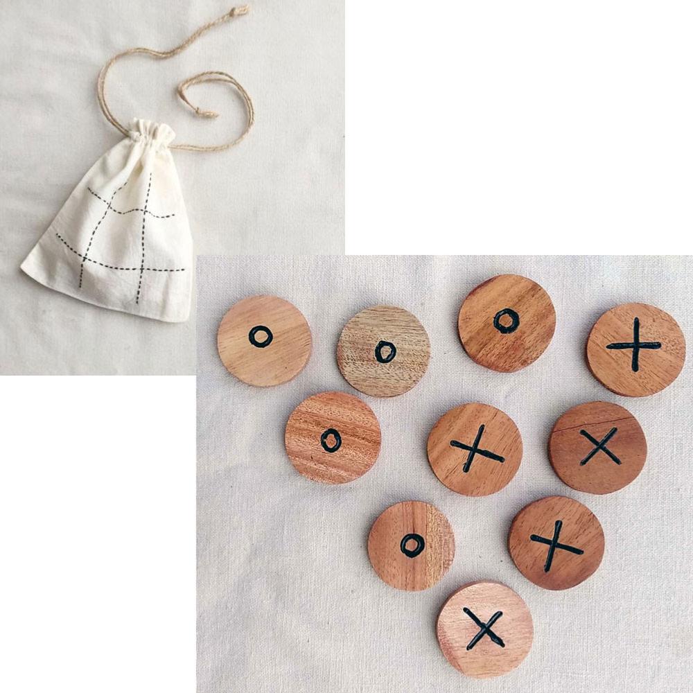Noughts & Crosses in a Bag - Neem Wood - The Rosy Robin Company