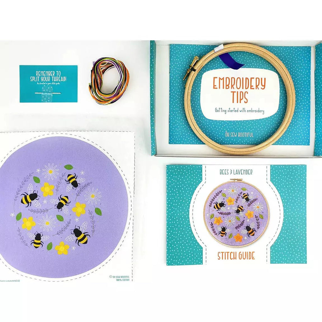 Oh Sew Bootiful Embroidery Kit - Bees and Lavender - The Rosy Robin Company