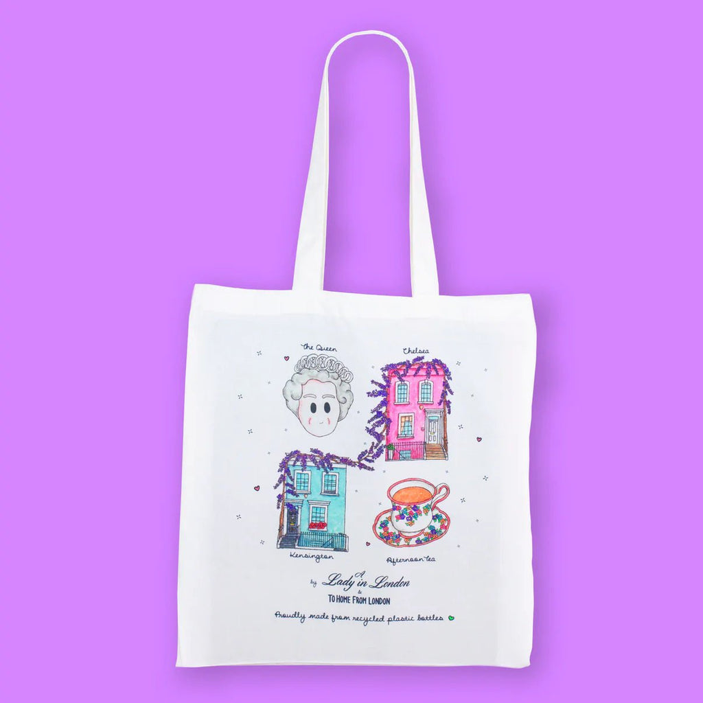 Recycled Eco Tote Bag - Lady in London - The Rosy Robin Company