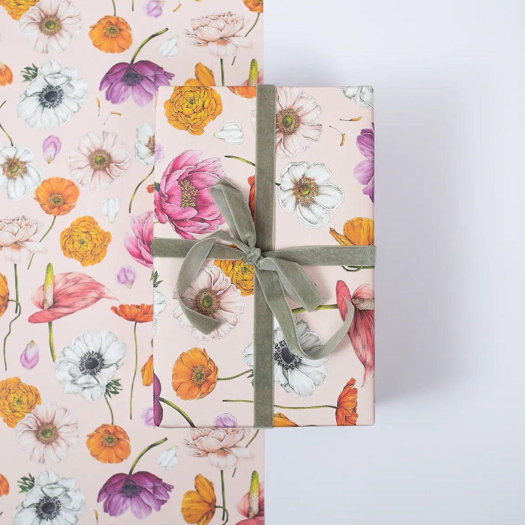 Recycled Gift Wrapping Paper - Floral Brights - The Rosy Robin Company