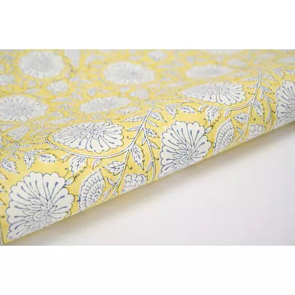 Recycled Gift Wrapping Paper - Hand Block Printed Mughal Garden Mimosa - The Rosy Robin Company