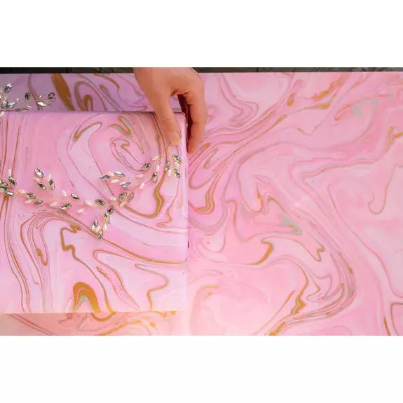 Recycled Gift Wrapping Paper - Hand Marbled Free Spirit Rosewater - The Rosy Robin Company