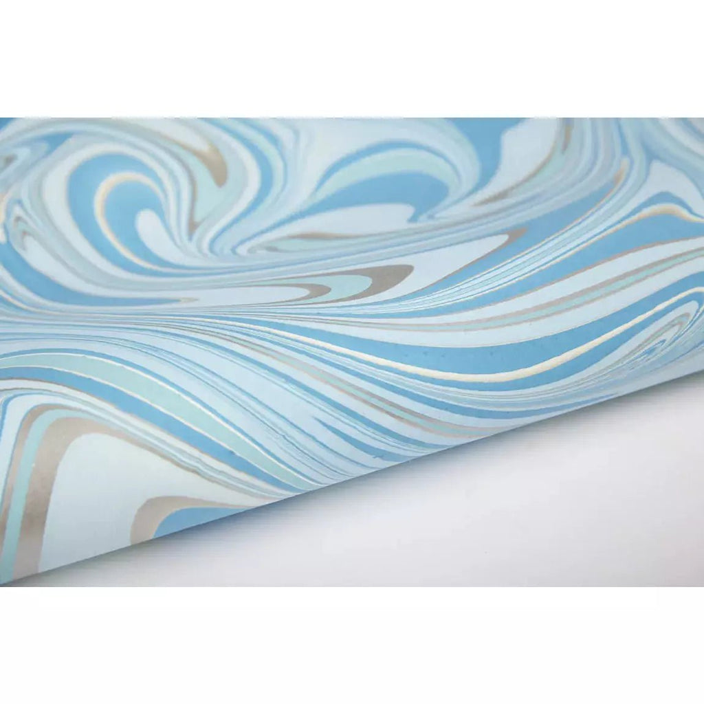 Recycled Gift Wrapping Paper - Hand Marbled Ocean Waves - The Rosy Robin Company