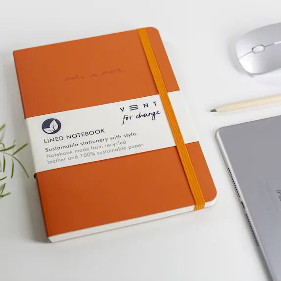 Recycled Leather A5 Notebook - Burnt Orange - The Rosy Robin Company