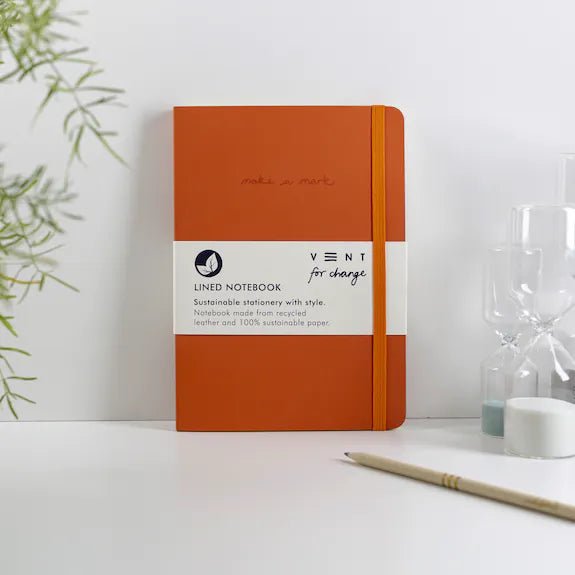 Recycled Leather A5 Notebook - Burnt Orange - The Rosy Robin Company