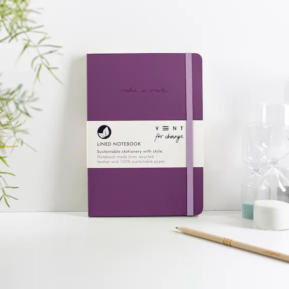 Recycled Leather A5 Notebook - Deep Purple - The Rosy Robin Company
