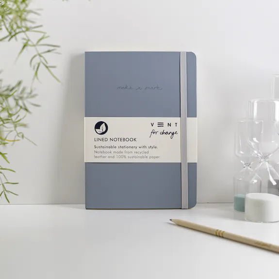 Recycled Leather A5 Notebook - Dusty Blue - The Rosy Robin Company