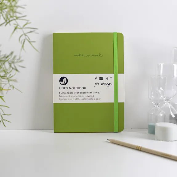 Recycled Leather A5 Notebook - Green - The Rosy Robin Company