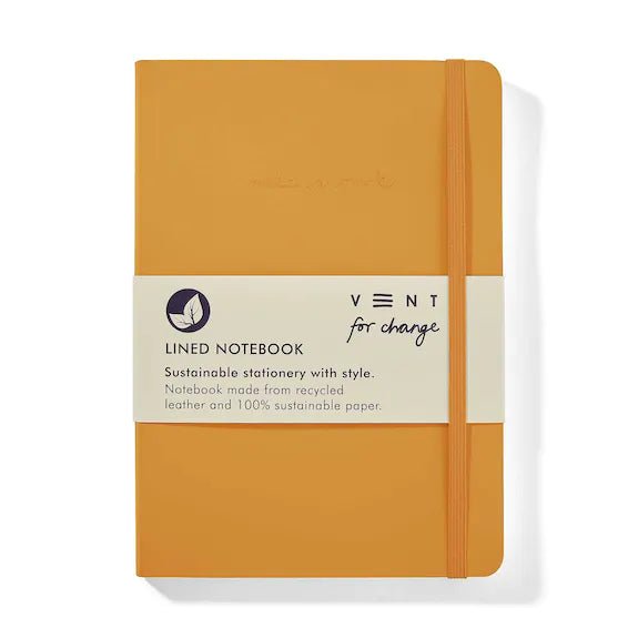 Recycled Leather A5 Notebook - Mustard Yellow - The Rosy Robin Company