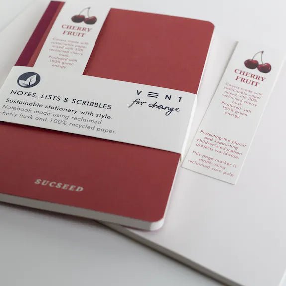 Recycled SUCSEED A5 Notebook - Cherry Husk - The Rosy Robin Company