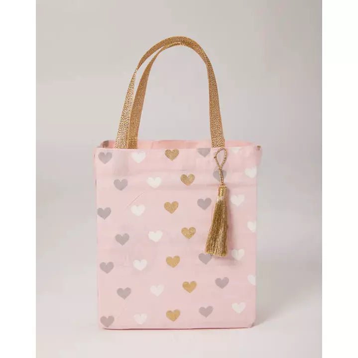 Reusable Fabric Gift Bag (3 Sizes) - Tote Style, Pink Hearts - The Rosy Robin Company