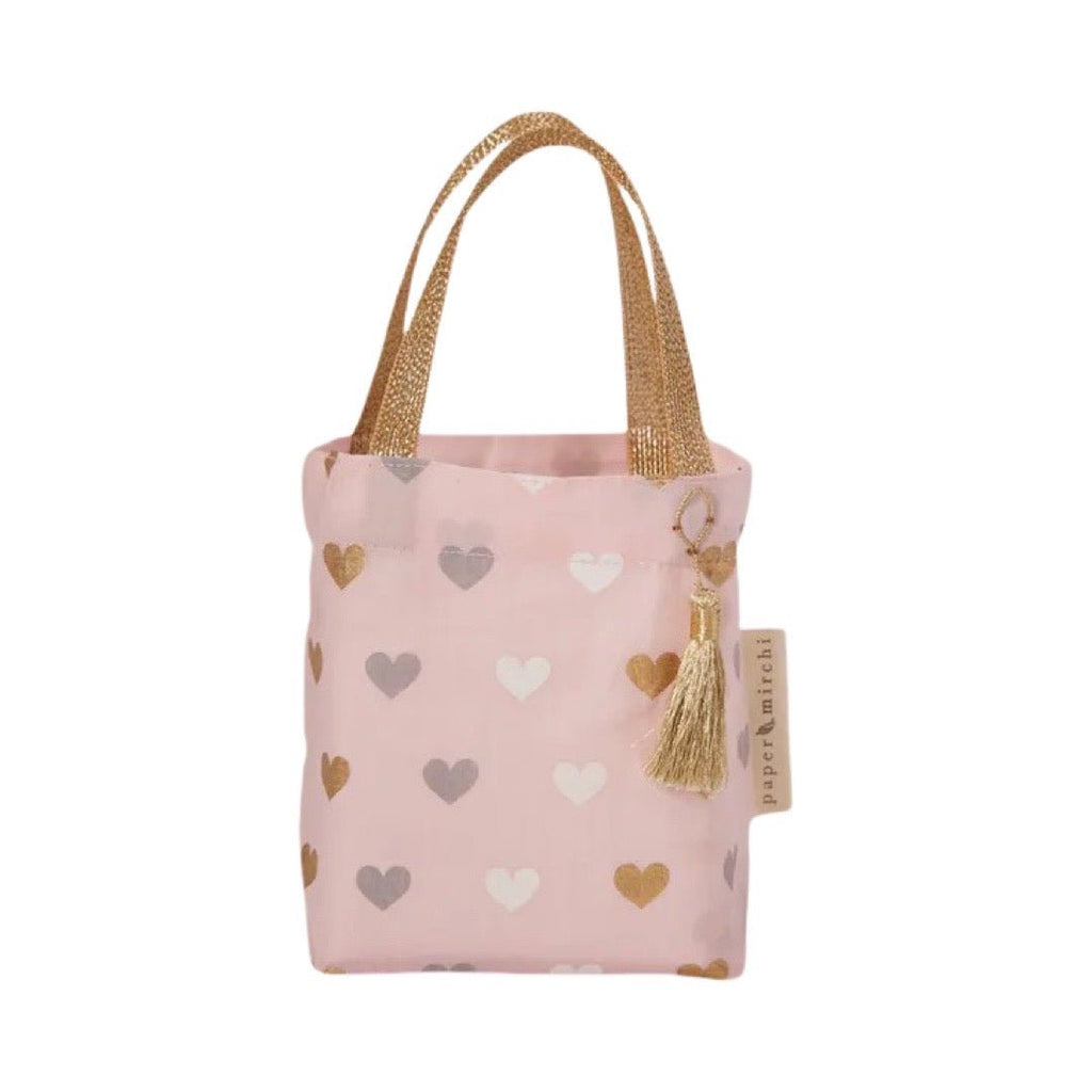 Reusable Fabric Gift Bag (3 Sizes) - Tote Style, Pink Hearts - The Rosy Robin Company