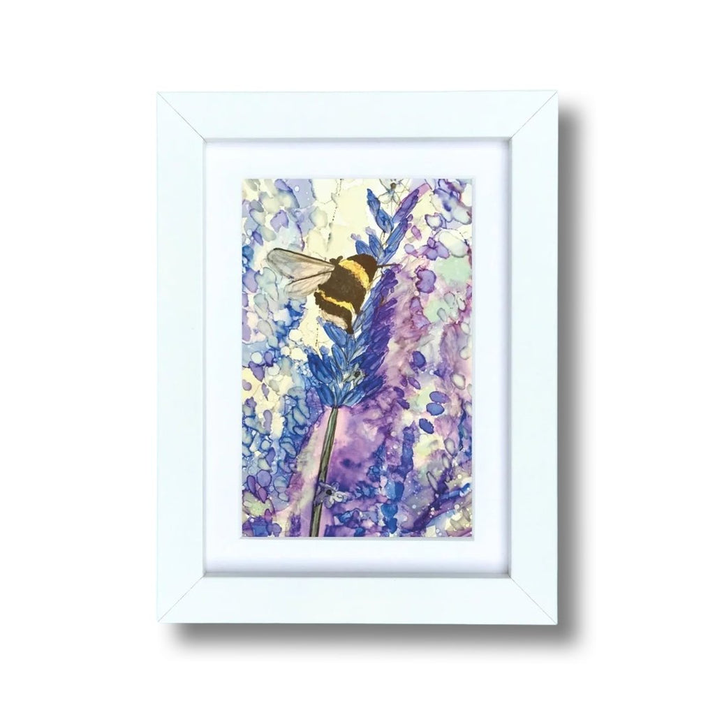 Small Framed Print - Bee on Lavender - The Rosy Robin Company