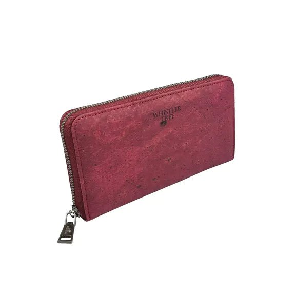 Vegan Large Purse - Albufeira Cork Leather Raspberry - The Rosy Robin Company