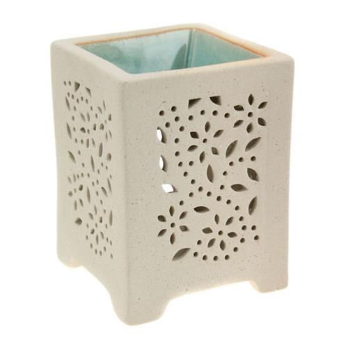 Wax Melt Burner - Square Floral Cutwork - The Rosy Robin Company